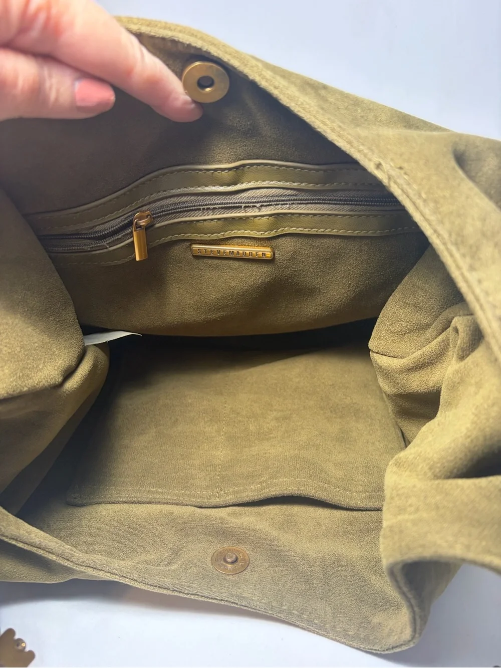 Steve Madden Olive Green Suede Hobo Shoulder Bag